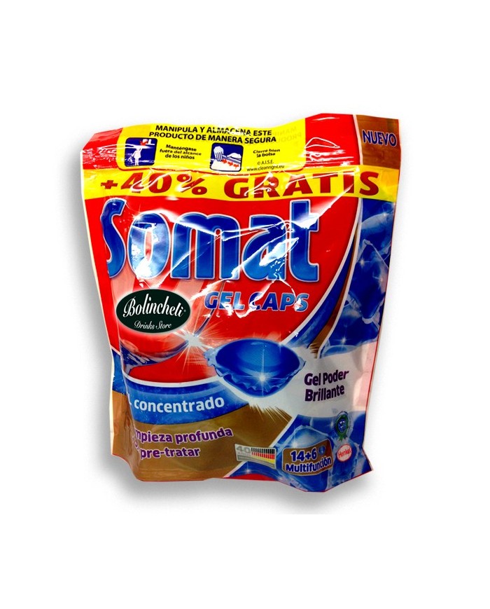 Somat Gel Caps cápsulas para lavavajillas 14+6 gratis