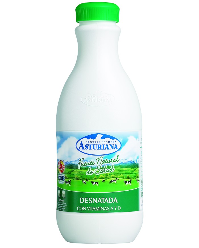Asturiana Leche Desnatada Botella 1,5 L.