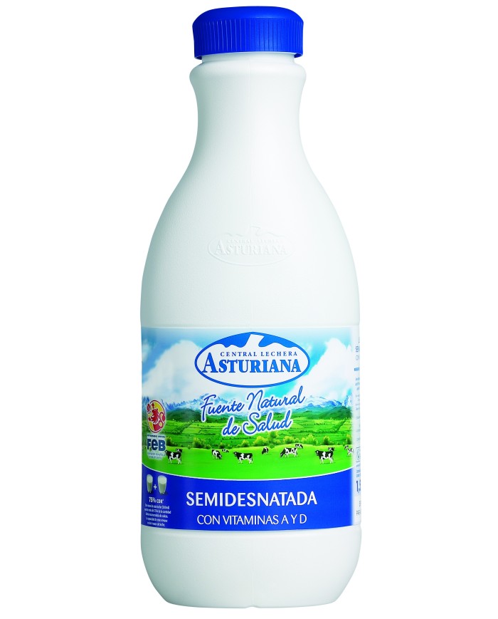 Asturiana Leche Semidesnatada Botella 1,5 L.