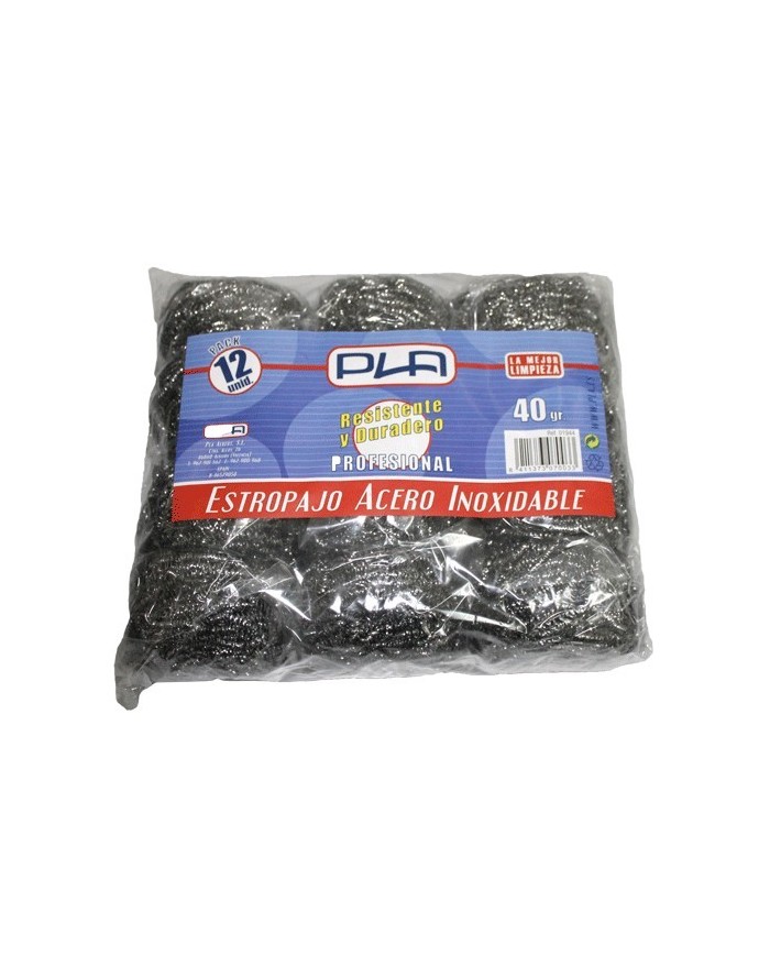 Estropajo Acero Inoxidable 40 g. Pack-12.