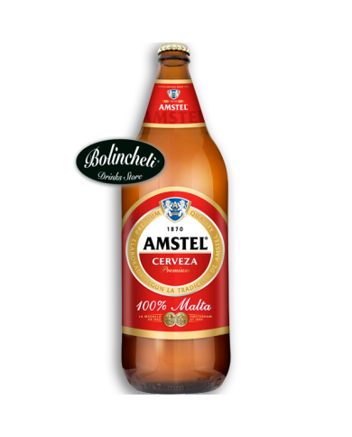 Cerveza Amstel 100 % malta botella 1 L tapón de rosca