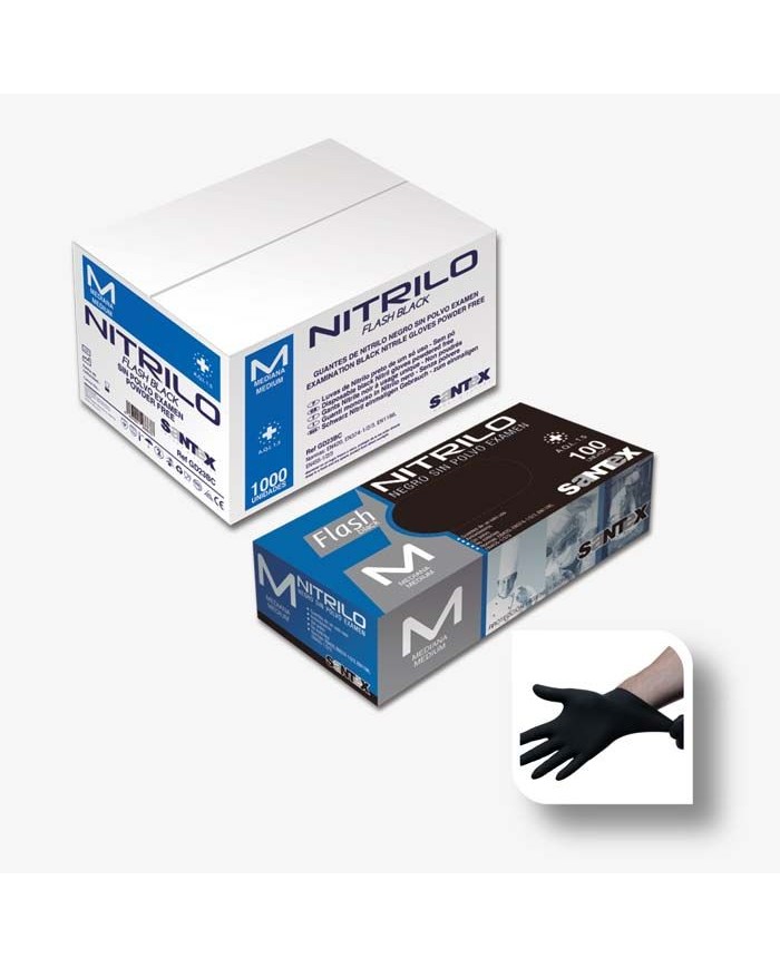 Guantes de Nitrilo talla L/G negros SANTEX E/100