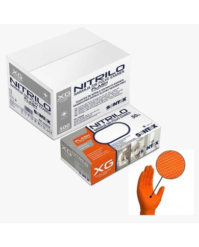 Guantes de Nitrilo talla M naranja SANTEX E/100