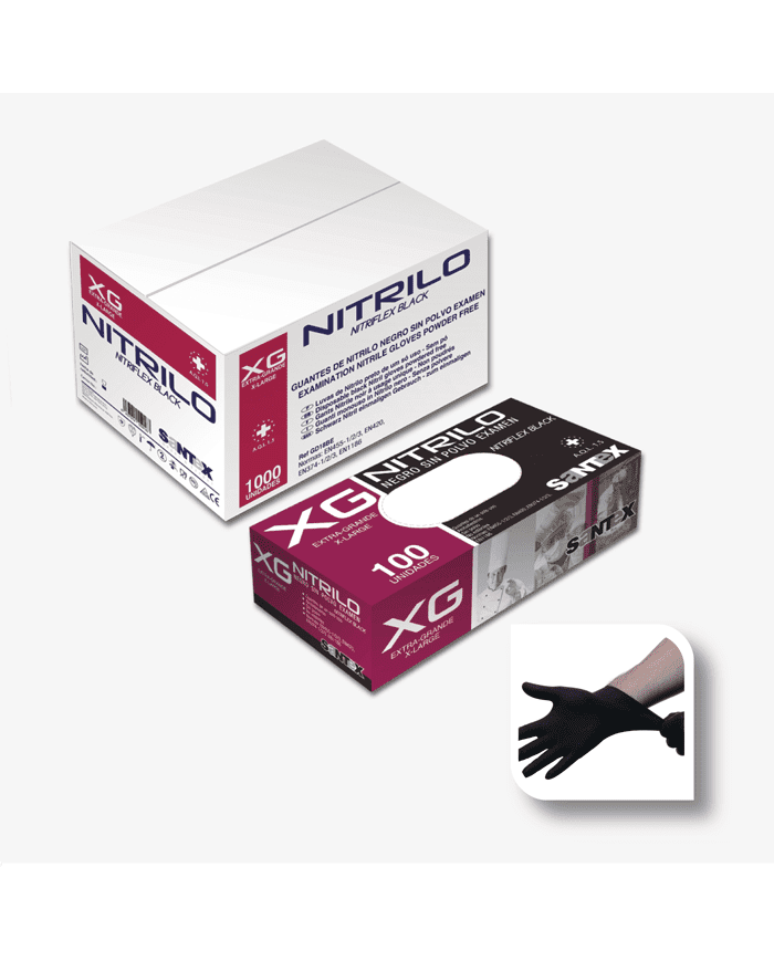 Guantes de Nitrilo talla XL negros SANTEX E/100