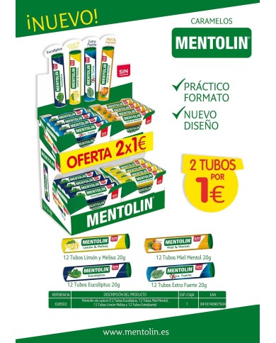 Caramelo Mentolin Lote promoción 2 tubo x 1€   Expositor 48tubos. 