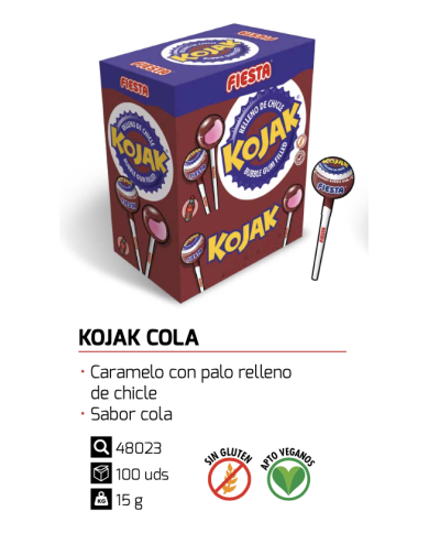 Chupa Chups Kojak cola con chicle estuche 100 unidades