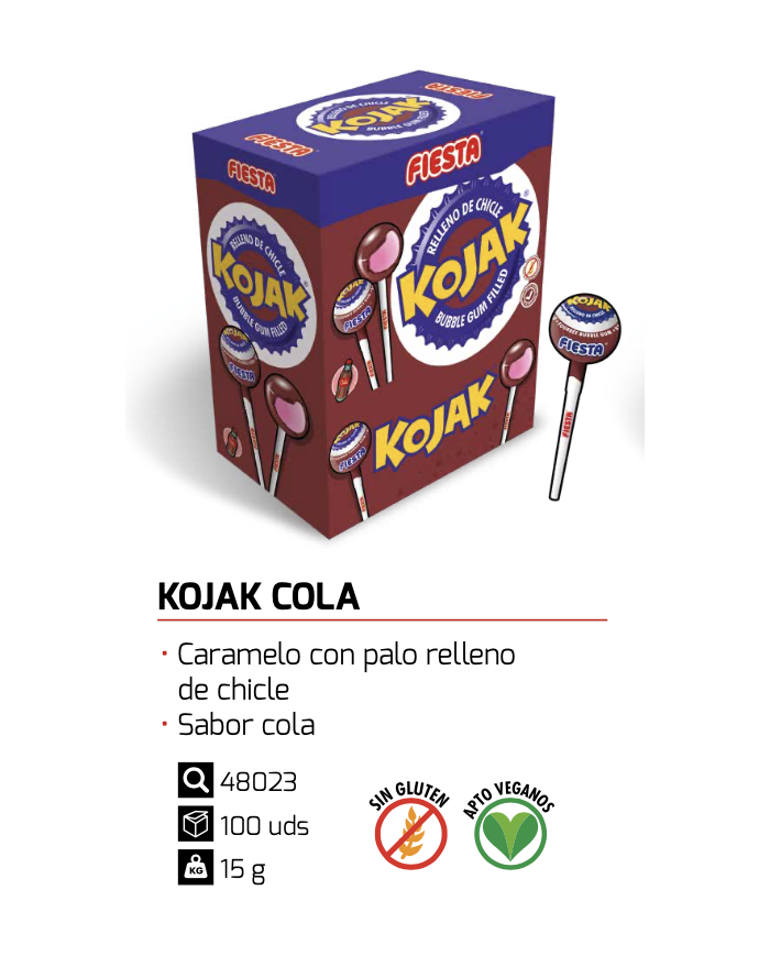 Chupa Chups Kojak cola con chicle estuche 100 unidades