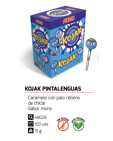 Chupis Kojak pintalenguas estuche 100 unidades