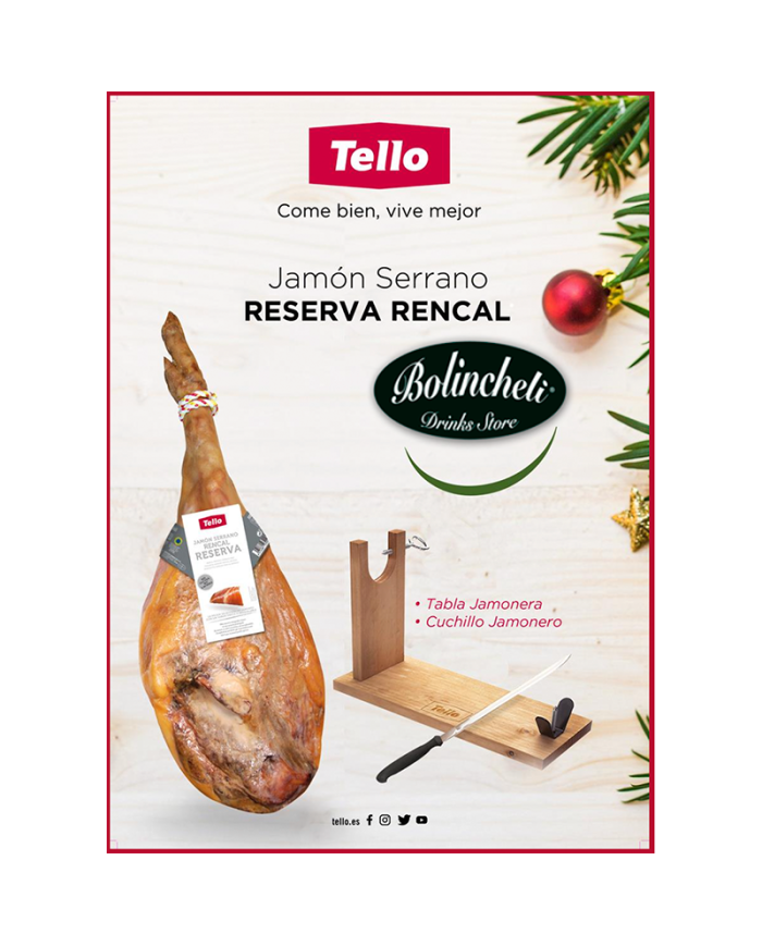 Lote Jamón Reserva Rencal Tello jamonera