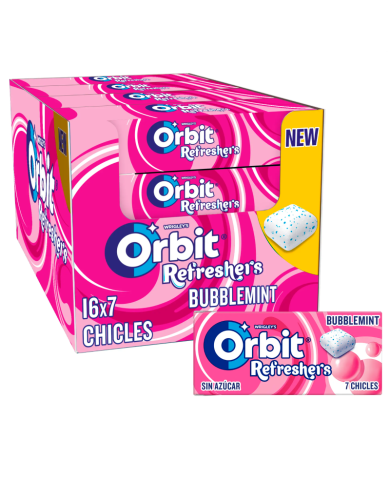 Chicles Orbit bubblemint refresher gragea handypack 16 unidades 2x1.20€