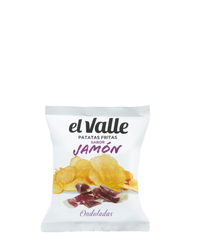 Patatas fritas onduladas el Valle sabor Jamón 45 gramos