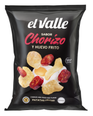 Patatas fritas el Valle sabor Huevo Frito y Chorizo bolsa de 120 gramos caja de 10 bolsas