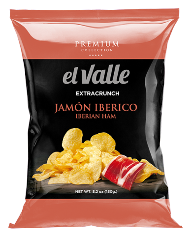 Patatas fritas el Valle sabor Jamón ibérico bolsa 150 gramos caja de 8 bolsas
