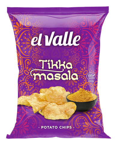 Patatas fritas el Valle sabor Tikka Masala bolsa 120 gramos caja de 10 bolsas