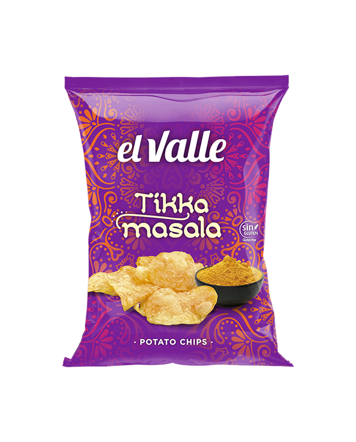 Patatas fritas el Valle sabor Tikka Masala bolsa 120 gramos caja de 10 bolsas