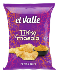 Patatas fritas el Valle sabor Tikka Masala bolsa 120 gramos caja de 10 bolsas