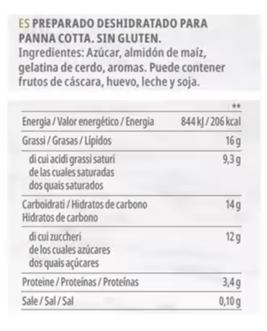 Carte D´or preparado para Panna Cotta caja 520 g.