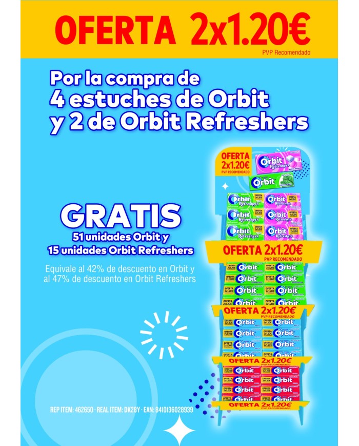 Lote Chicles Orbit promoción 86 + 66 gratis