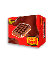Punto gofre bañado en chocolate 125g.  Estuche 12 unidades