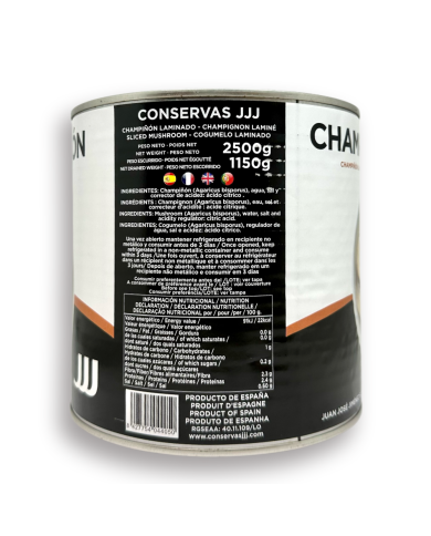Champiñón laminado primera JJJ lata 2500 grs.