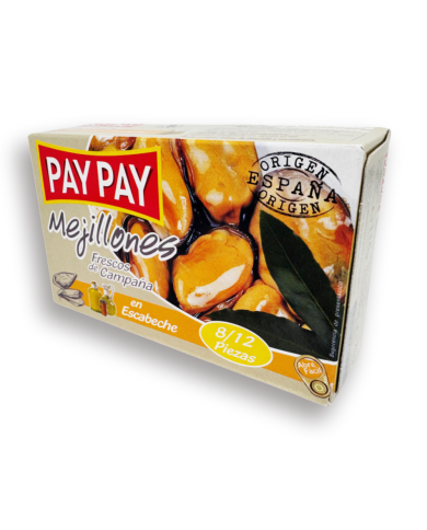 Mejillones PayPay lata 8/12 piezas.