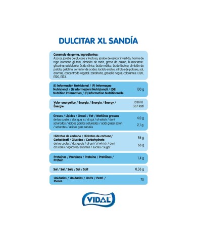 Vidal Dulcipica XL sandía estuche 30 unidades