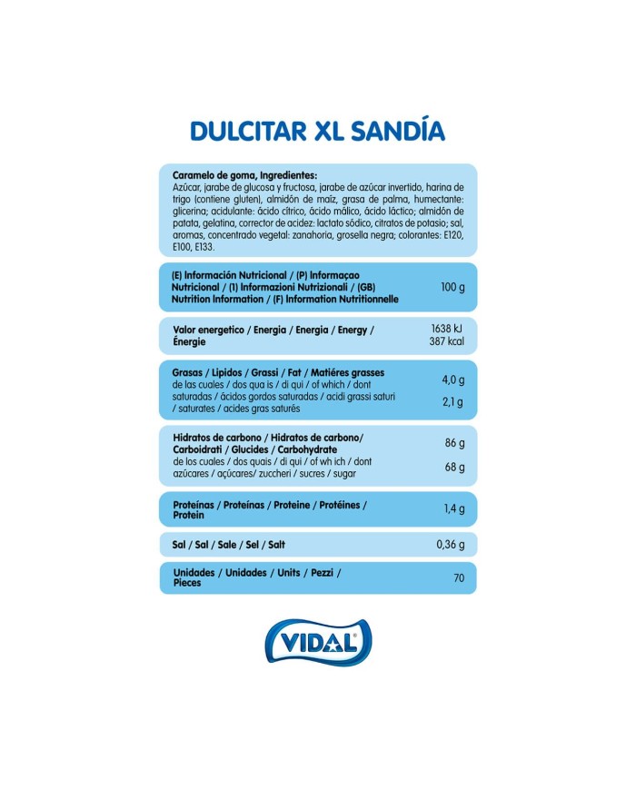 Vidal Dulcipica XL sandía estuche 30 unidades