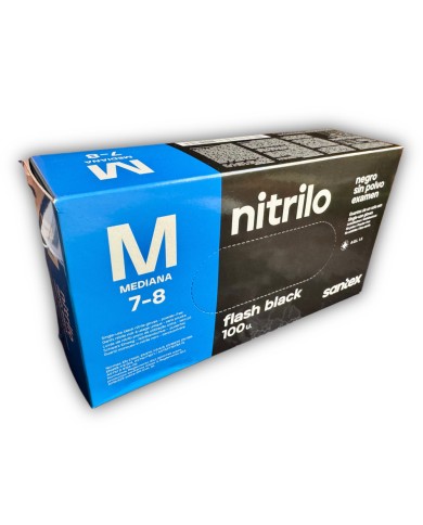 Guantes de Nitrilo SANTEX talla M negros estuche de 100