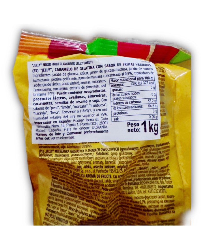 Caramelos de gelatina frutas variadas Roshen bolsa de kilo