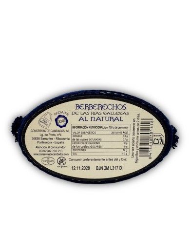 Berberechos de las rías gallegas Cambados Gourmet lata 30/40 piezas