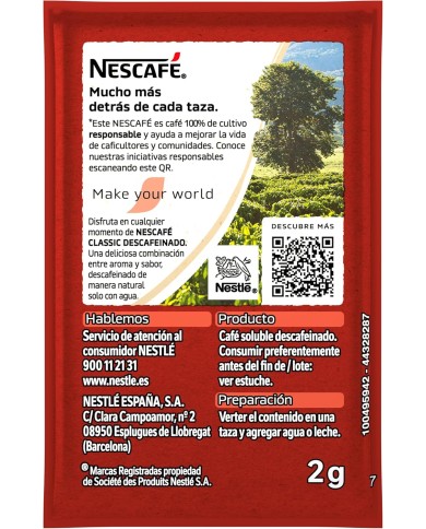 Nescafé descafeinado estuche 100 sobres de 2 gramos