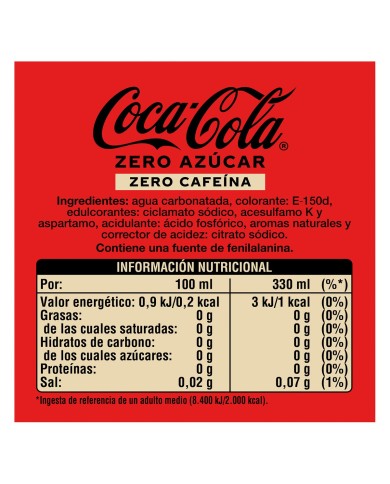 Coca-cola Zero Zero lata 330 ml. caja 24u.