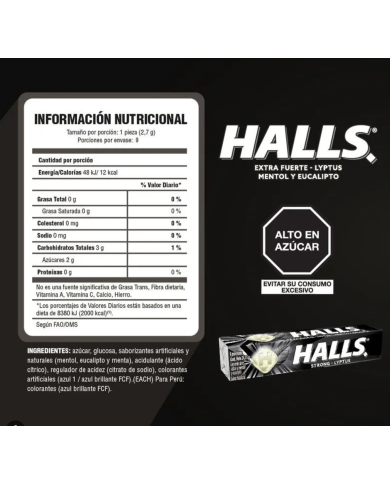 Caramelos Halls Extra Fuerte 20 tabletas de 32 gramos