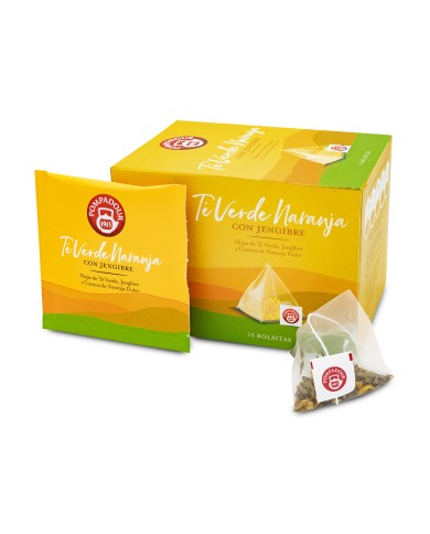 Pompadour Infusión de Té verde con Naranja pirámide estuche de 15 bolsitas