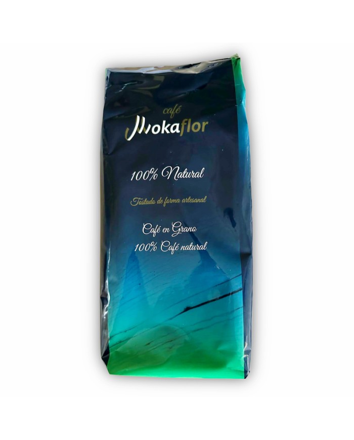 Mokaflor café en grano natural 100% bolsa de 1 Kg.