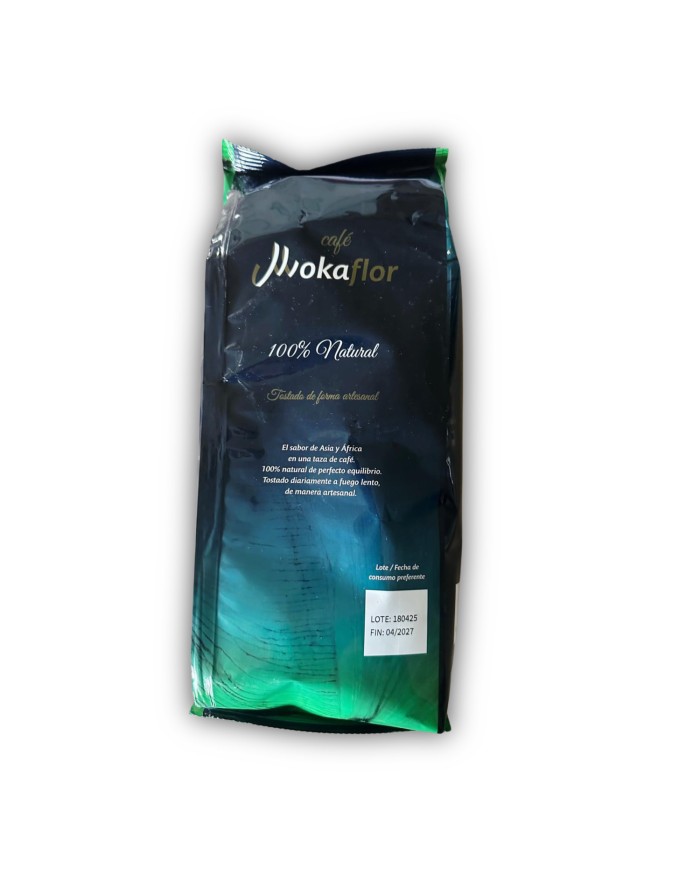 Mokaflor café en grano natural 100% bolsa de 1 Kg.