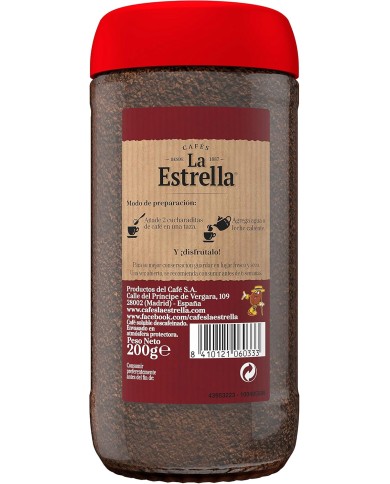 Café soluble Descafeinado La Estrella frasco 200 grs.