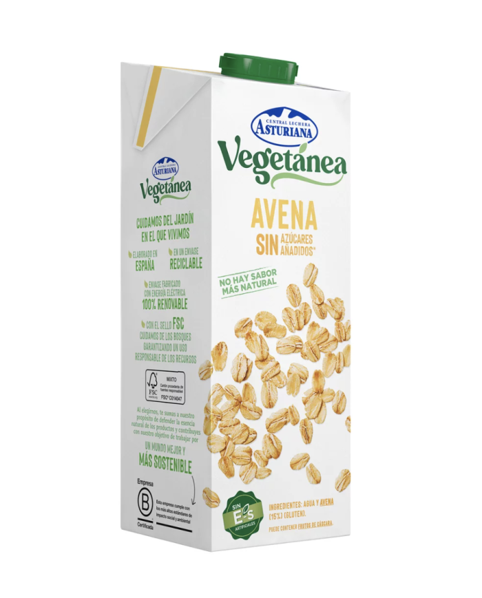 Asturiana Vegetánea de avena brik 1 litro caja de 6u.