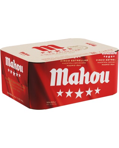 Cerveza Mahou 5 estrellas lata 330 ml. pack-12
