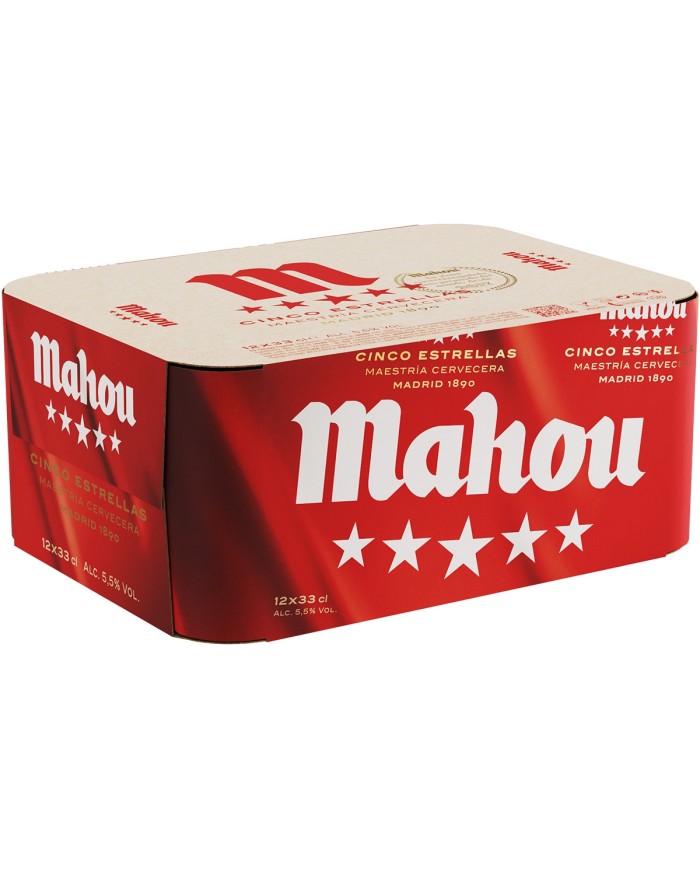 Cerveza Mahou 5 estrellas lata 330 ml. pack-12