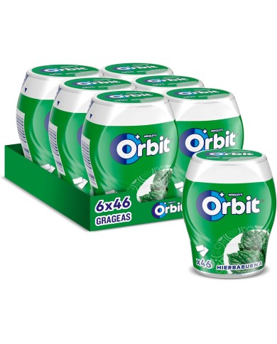 Chicles Orbit Hierbabuena bote de 46 grageas PACK-6