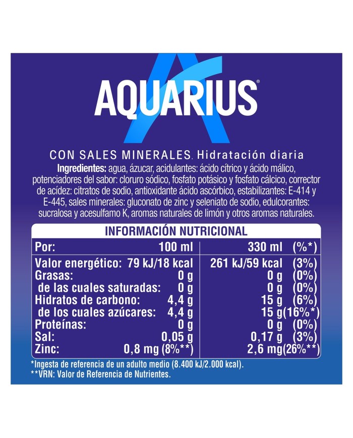 Aquarius Original lata 330 ml. caja 24u.