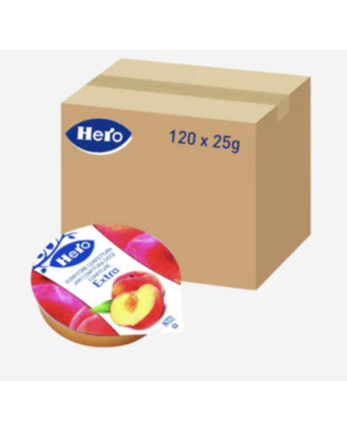 Confitura extra de melocotón Hero tarrina 25 grs. 120u.