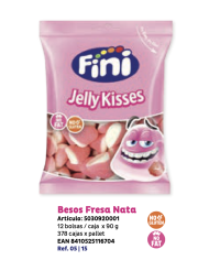 Fini Jelly Kisses Besos Fresa bolsa 90 g. caja de 12 bolsas