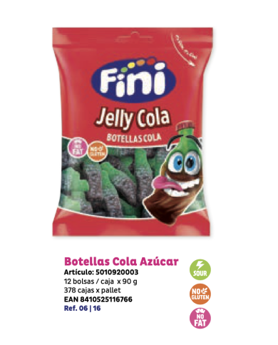 Fini Jelly cola botellas cola bolsa 90 gramos caja de 12 bolsas