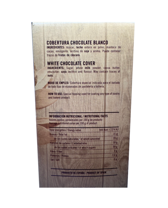 Cobertura de Chocolate Blanco Promolac en caja de 3 Kilos