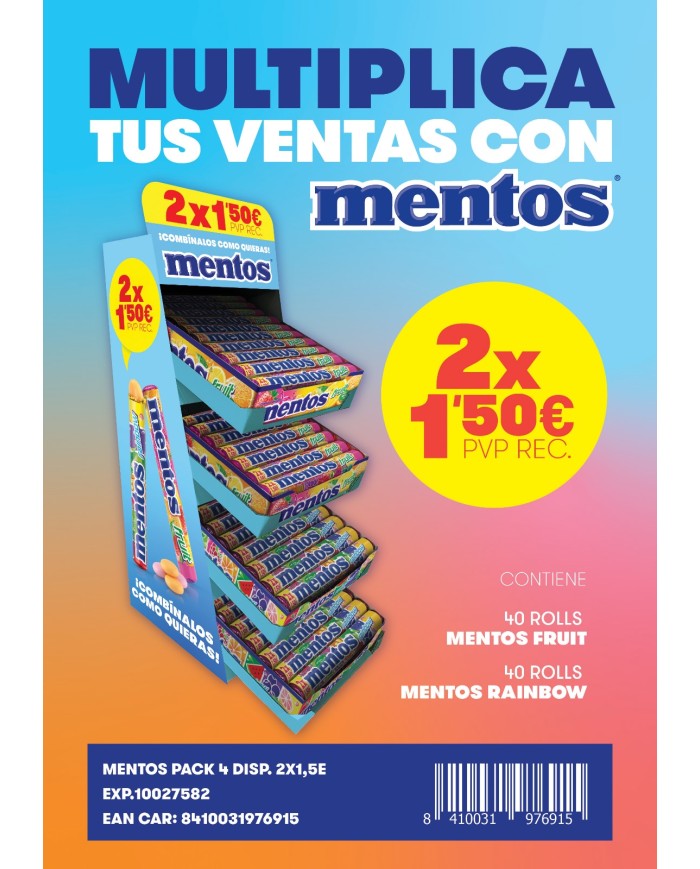 Expositor promocional Mentos Pack 4 Disp. 2x1,50 €