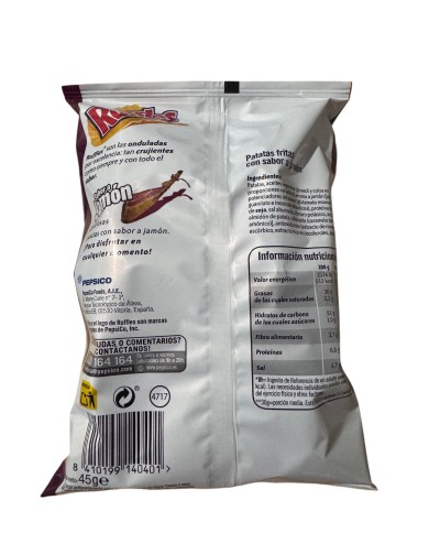 Matutano Ruffles Jamón bolsa de 45 gramos caja expositora de 20 bolsas