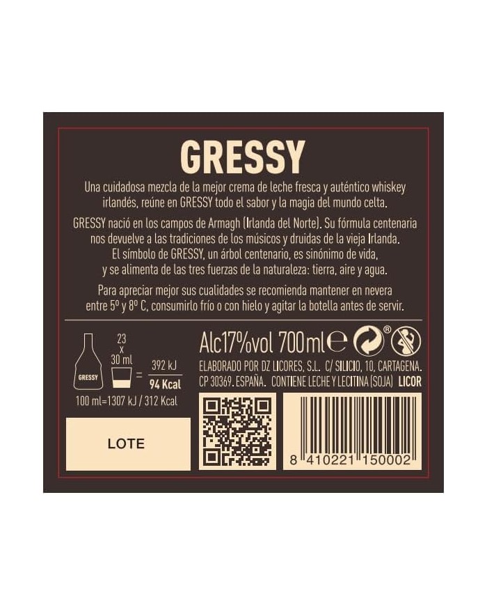 Comprar Gressy Classic Irish Cream 700 ml. al mejor precio