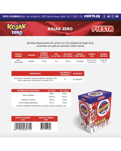Chupis Kojak ZERO estuche 70 unidades